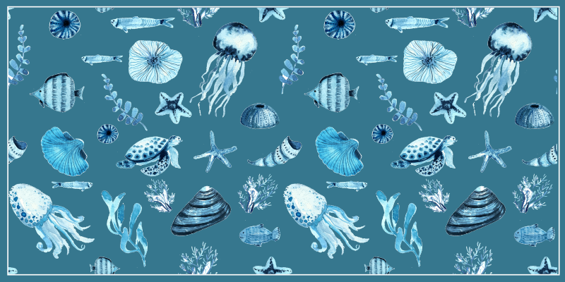 Tapis vinyle animal vitrine à motifs marins - TenStickers