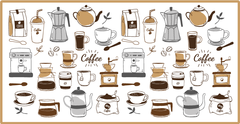 Tapis cuisine les essentiels du café - TenStickers