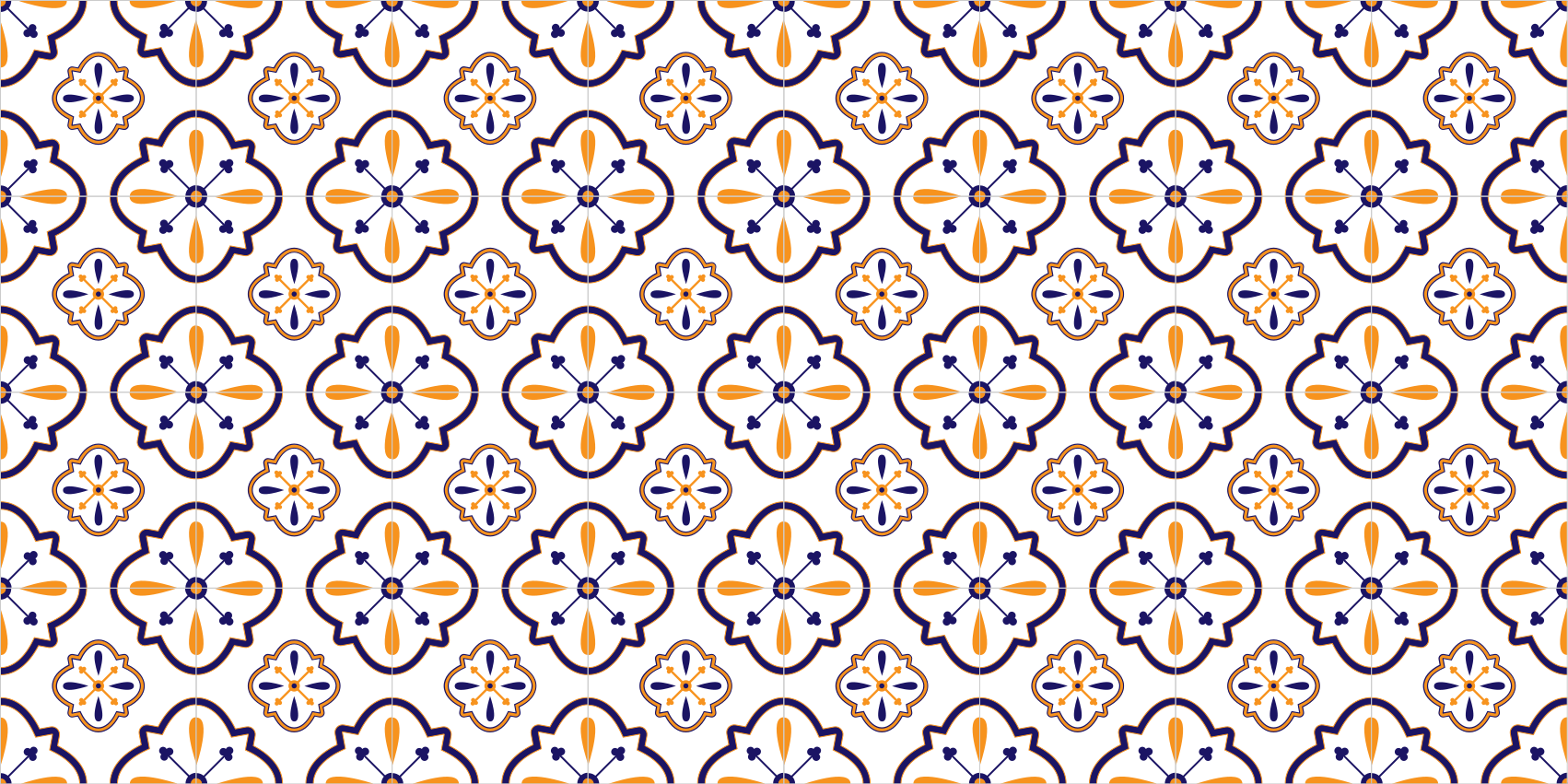 Tapis vinyle cuisine réplique de tuile florale - TenStickers