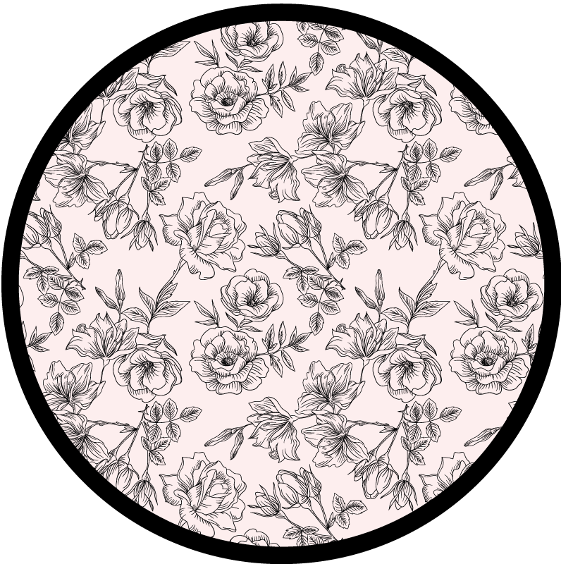 Tapis vinyle fleurs et plantes motif floral en cercle - TenStickers