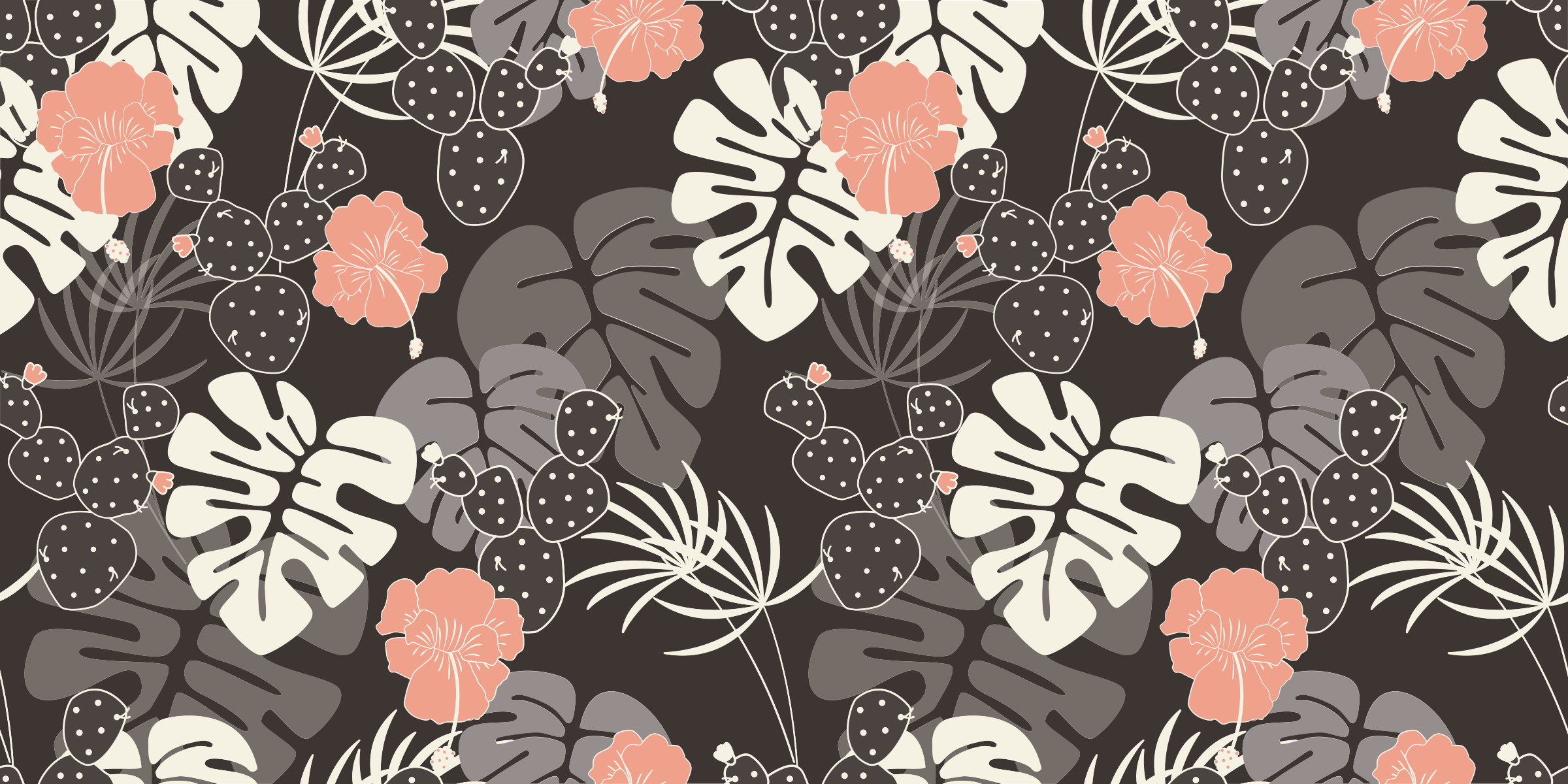 Tapis vinyle fleurs et plantes design noir tropical - TenStickers
