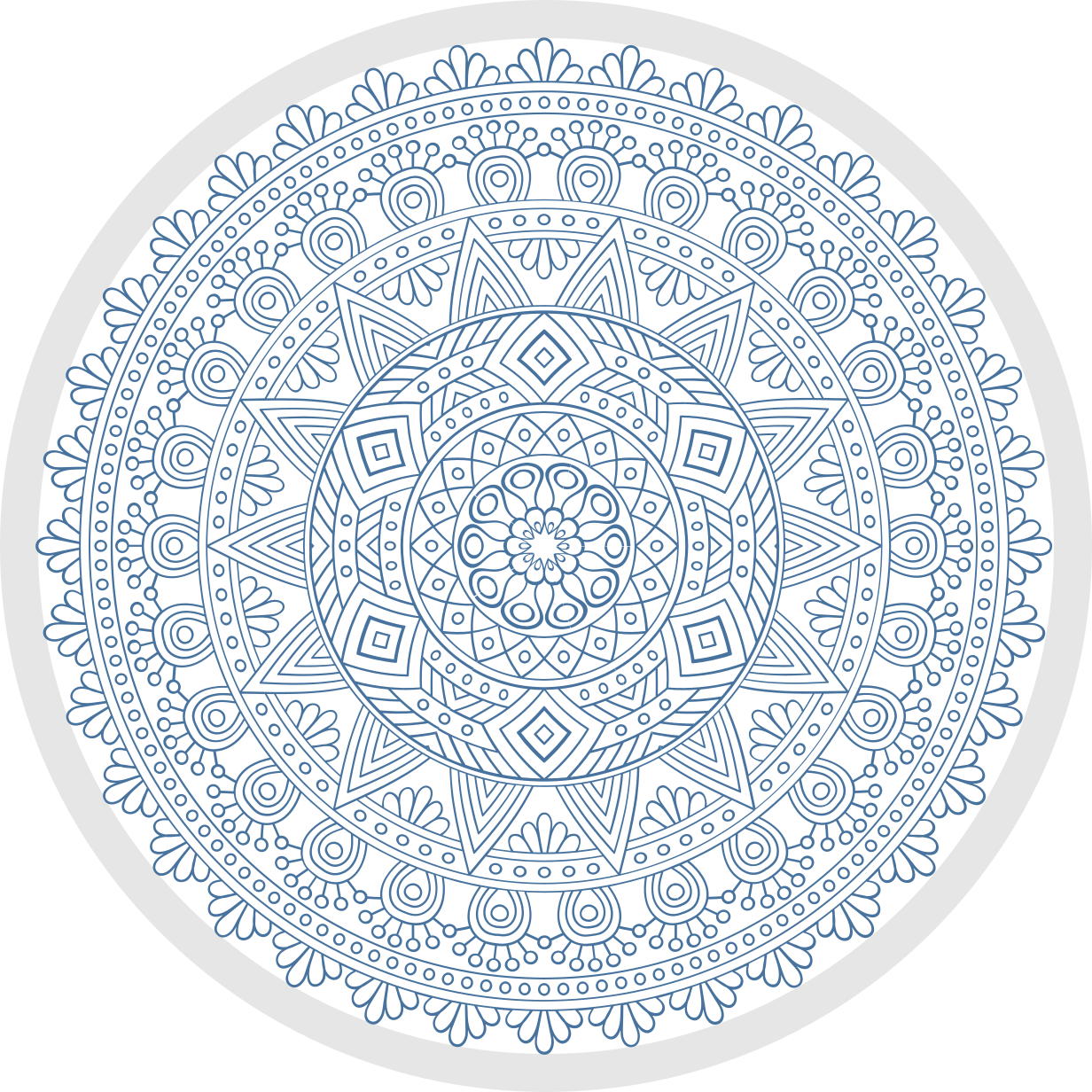 Tapis vinyle mandala motif bleu complexe - TenStickers