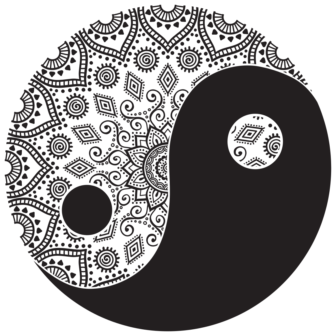 Tapis vinyle mandala symétrie yin yang - TenStickers