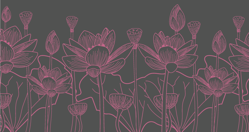 Tapis vinyle fleurs et plantes croquis de contour floral - TenStickers