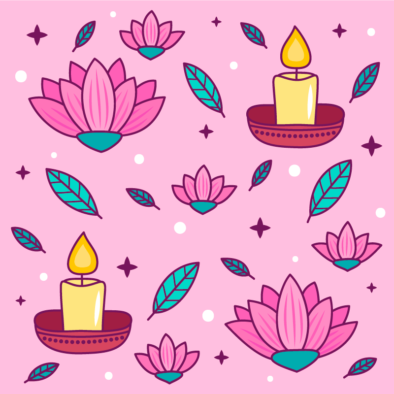 Tapis vinyle fleurs et plantes ambiance fleur de lotus - TenStickers