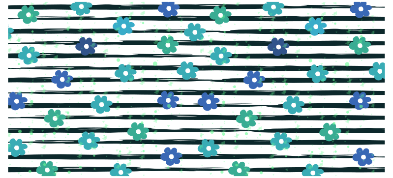 Tapis vinyle cuisine motif floral à rayures - TenStickers