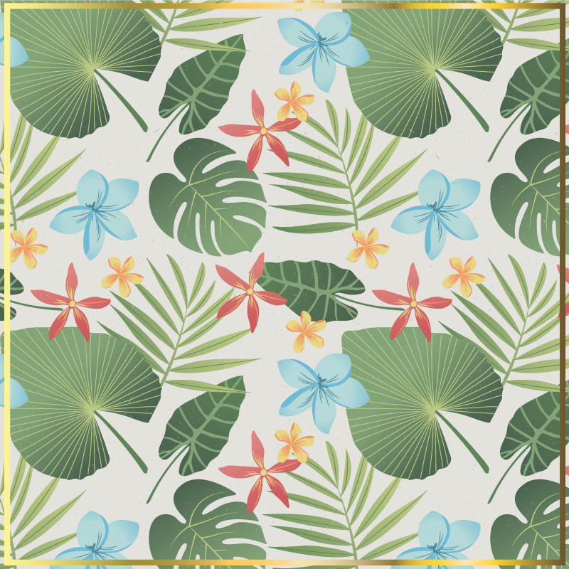 Tapis vinyle fleurs et plantes design floral tropical - TenStickers
