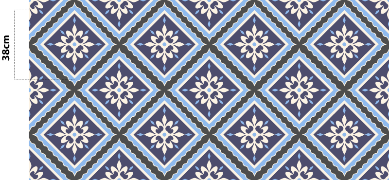 Tapis vinyle cuisine motif floral en tuile - TenStickers