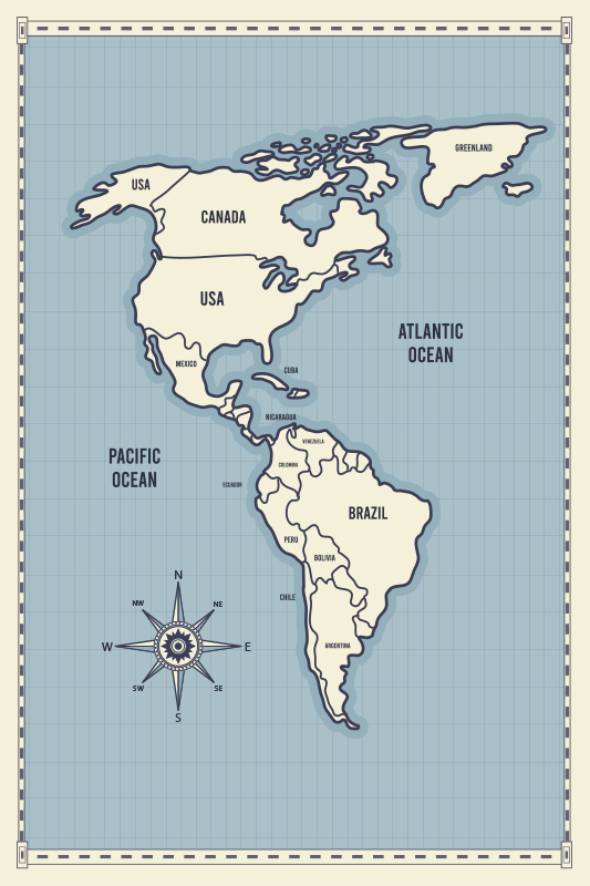 Tapis vinyle carte du monde amériques - TenStickers