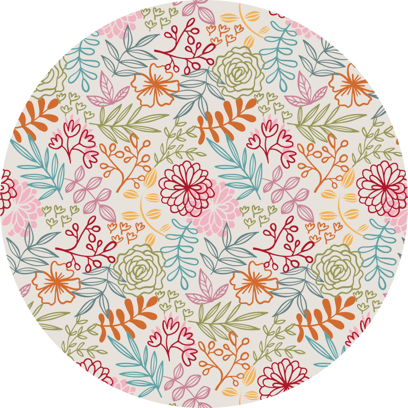 Tapis vinyle fleurs et plantes palette pastel florale - TenStickers