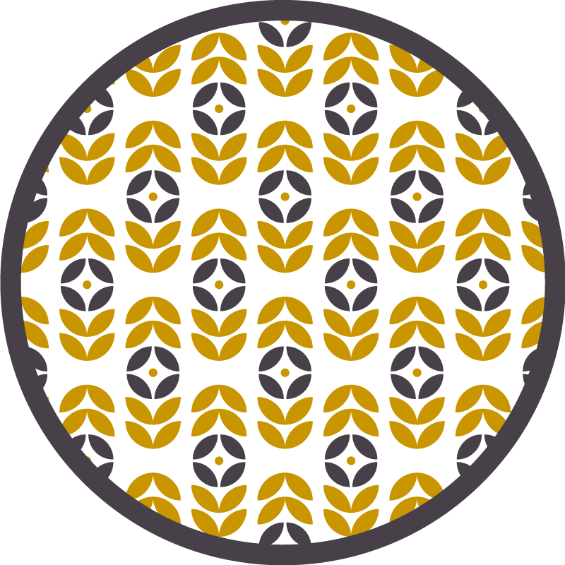 Tapis vinyle rond motif de feuille élégant - TenStickers