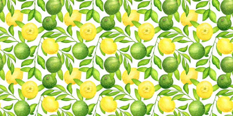 Tapis vinyle cuisine superposition de feuilles d'agrumes - TenStickers