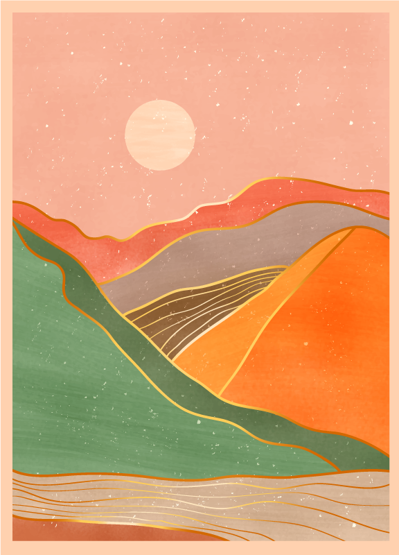 Tapis vinyle moderne paysage de montagne abstrait - TenStickers
