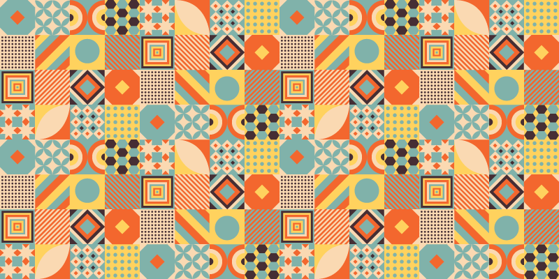 Tapis vinyle cuisine carreaux géométriques colorés - TenStickers