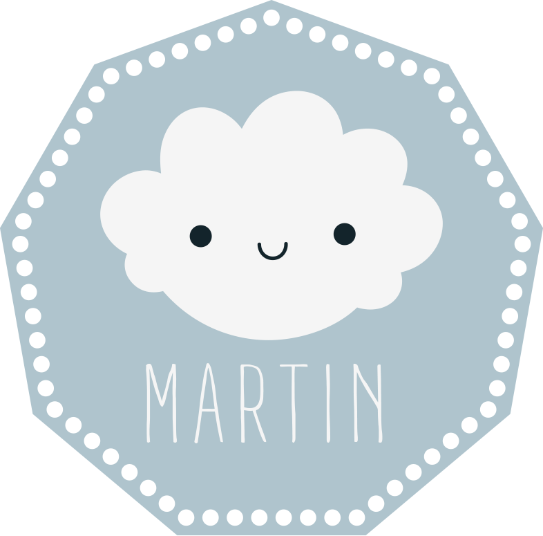 Tapis vinyle chambre bébé nuage gris avec prénom - TenStickers