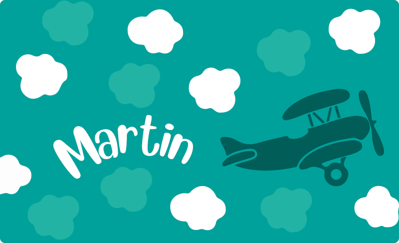 Tapis vinyle autres tapis nuages et avion avec nom - TenStickers