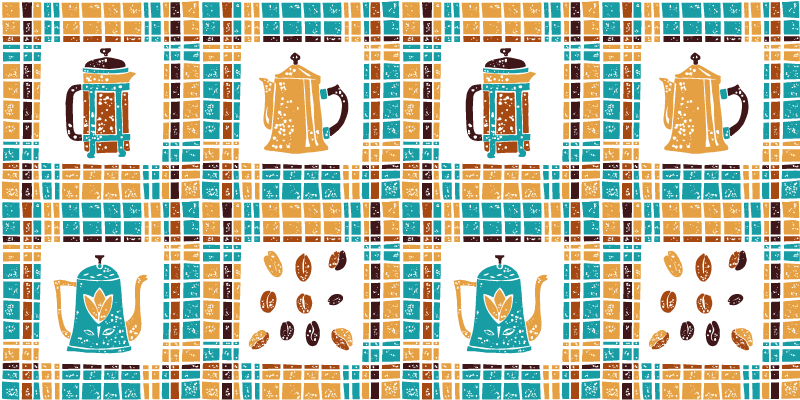 Tapis vinyle cuisine mosaïque de cafetière - TenStickers