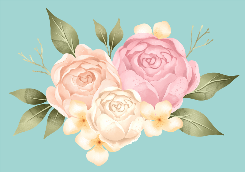 Tapis vinyle fleurs et plantes composition botanique - TenStickers