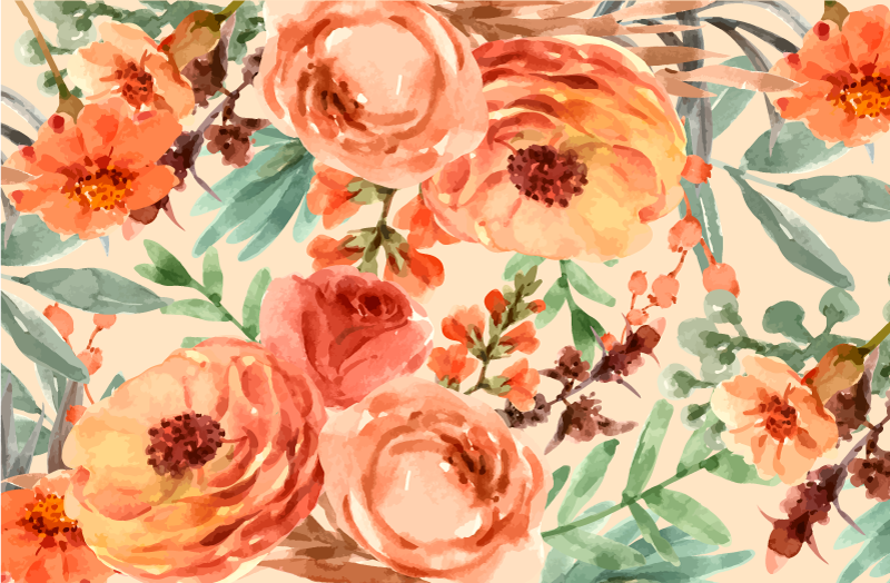 Tapis vinyle fleurs et plantes nature vibrante et vitrine - TenStickers
