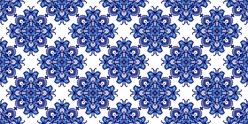 Tapis mosaique vinyle motif bleu complexe - TenStickers
