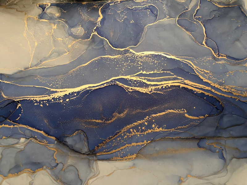 Tapis vinyle effet pierre bleu marine - TenStickers