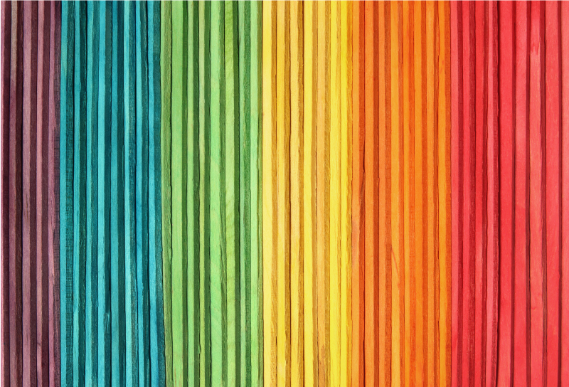 Tapis vinyle imitation parquet couches à rayures arc-en-ciel - TenStickers