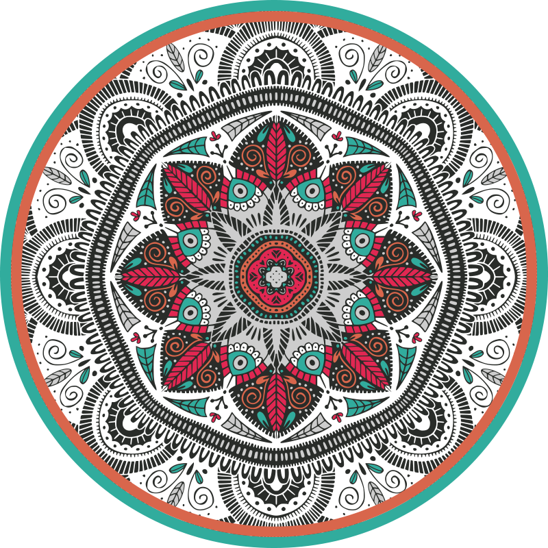 Tapis vinyle mandala mise au point grise circulaire - TenStickers