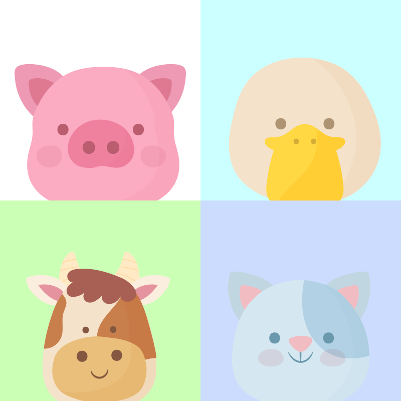 Tapis vinyle pour enfants visages d'animaux mignons - TenStickers