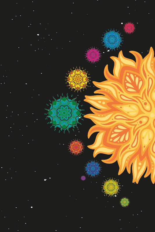 Tapis vinyle mandala motif de soleil coloré - TenStickers