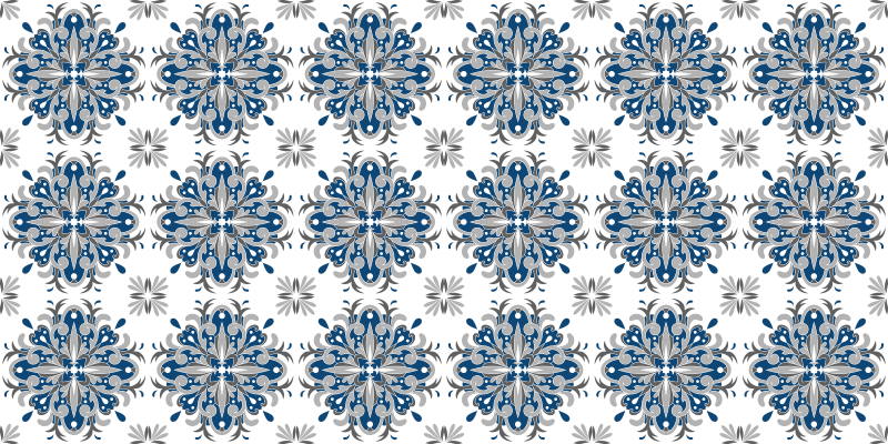 Tapis mosaique vinyle fleuri bleu élégant - TenStickers