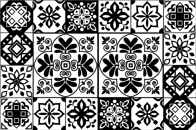 Tapis vinyle carreaux de ciment dessin géométrique espagnol - TenStickers