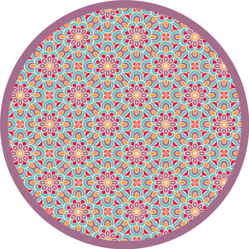 Tapis vinyle mandala motif fleurs éclatantes - TenStickers