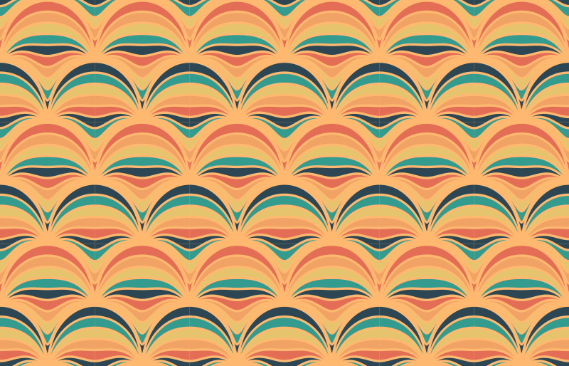 Tapis vinyle vintage motifs de vagues colorés - TenStickers