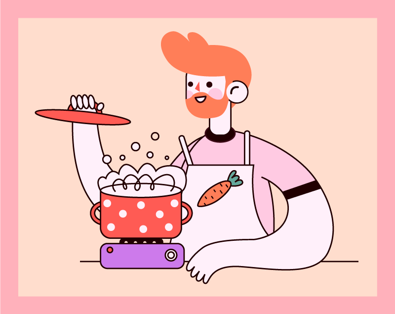 Tapis vinyle cuisine homme aux cheveux roux en cuisine - TenStickers