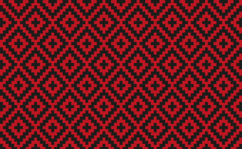 Tapis vinyle salle a manger géométrie à motifs rouges - TenStickers