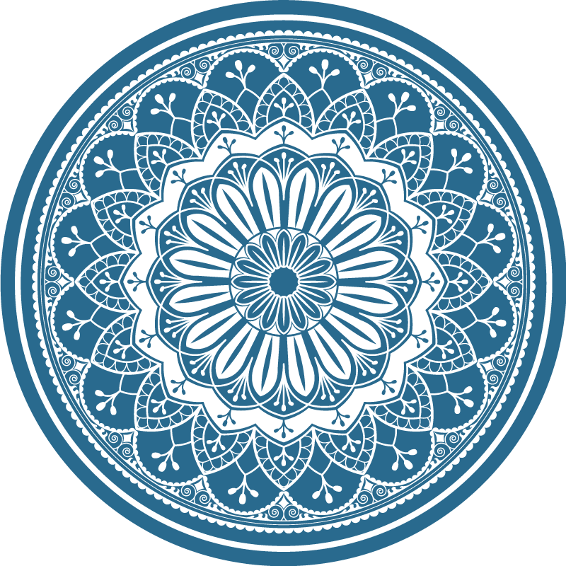 Tapis vinyle mandala bleu élégant - TenStickers
