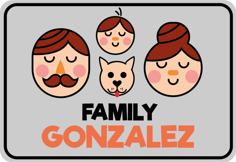 Tapis vinyle personnalisé portrait de famille personnalisé - TenStickers