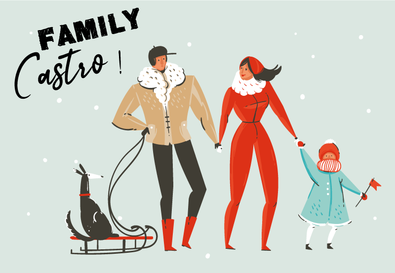 Tapis vinyle personnalisé famille d'hiver personnalisée - TenStickers