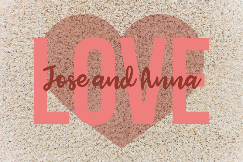 Tapis vinyle chambre coeur d'amour avec des noms - TenStickers