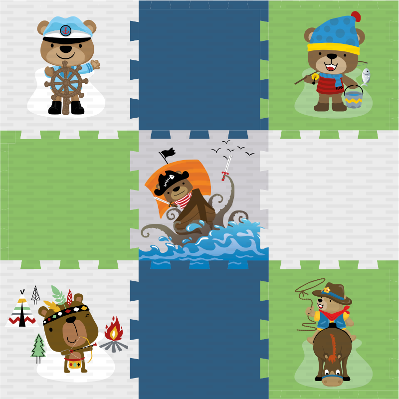 Tapis vinyle autres tapis aventure d'ours mignon - TenStickers