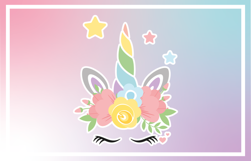 Tapis vinyle pour enfants breloque florale licorne - TenStickers