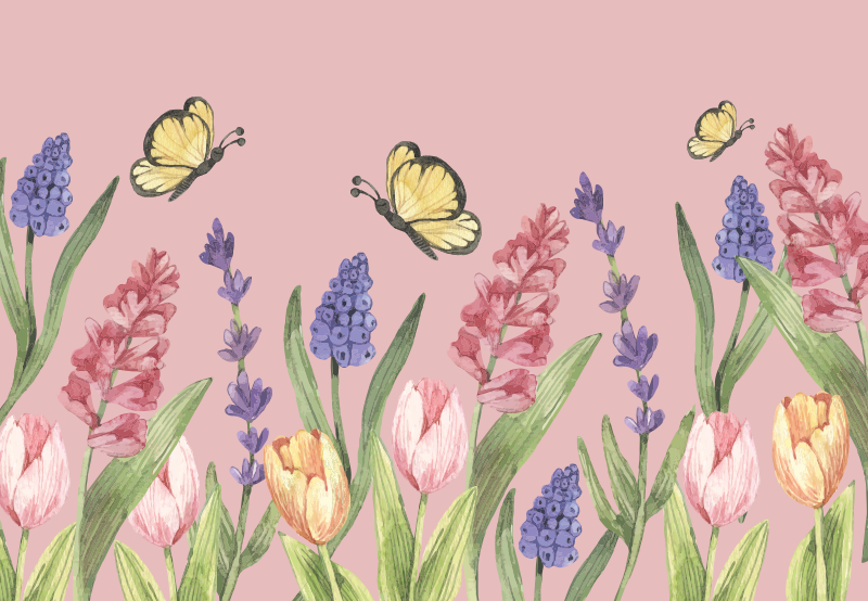 Tapis vinyle fleurs et plantes emblème du jardin botanique - TenStickers