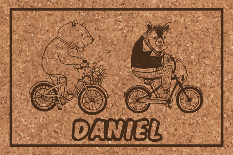 Tapis vinyle autres tapis ours à vélo avec nom - TenStickers