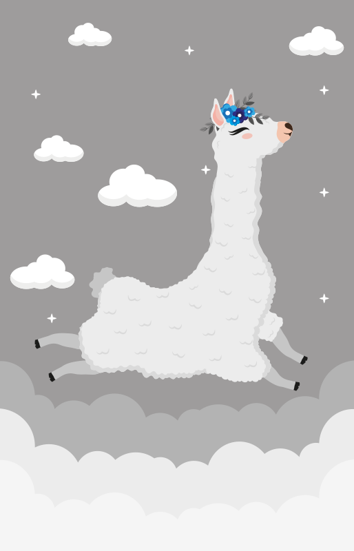 Tapis vinyle pour enfants fantaisie de lama animée - TenStickers