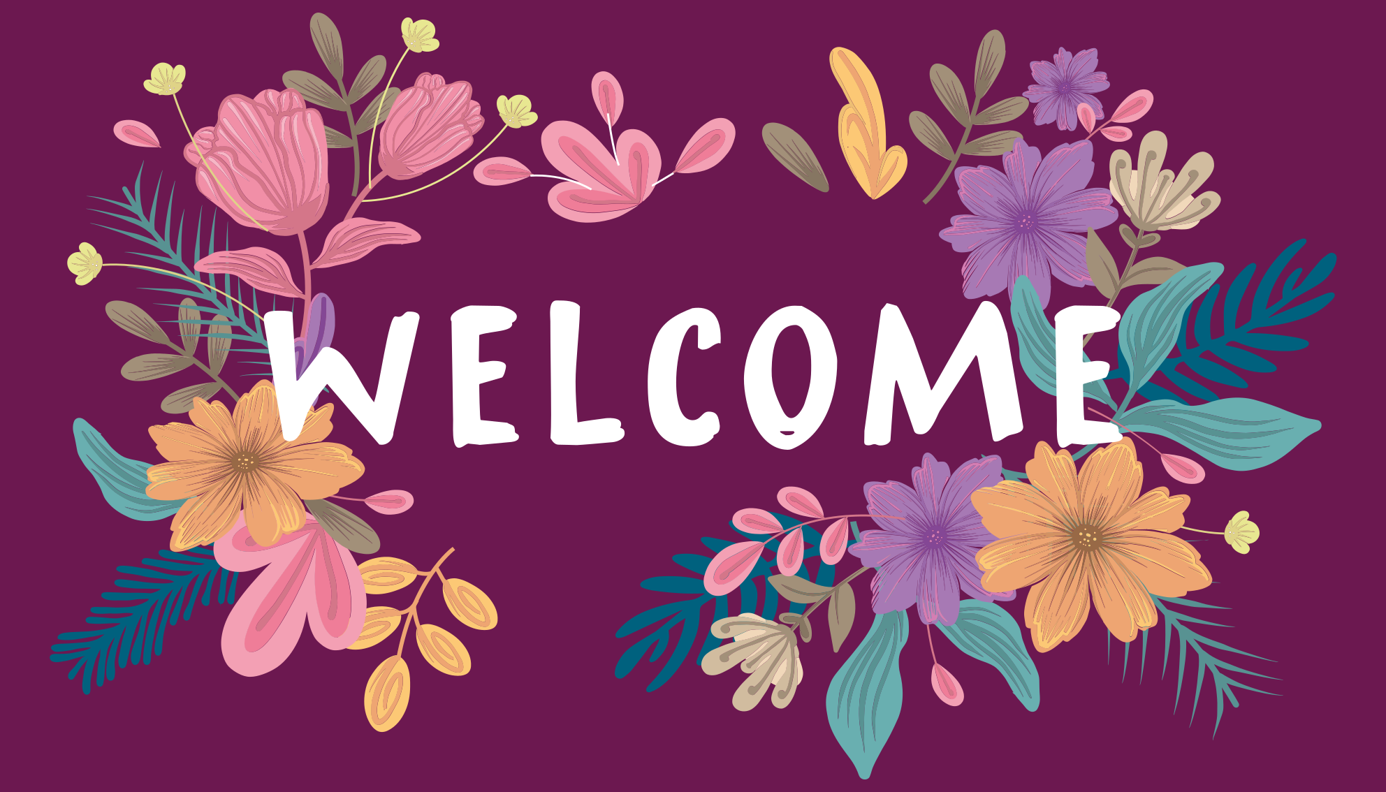 Tapis vinyle entrée panneau de bienvenue floral - TenStickers