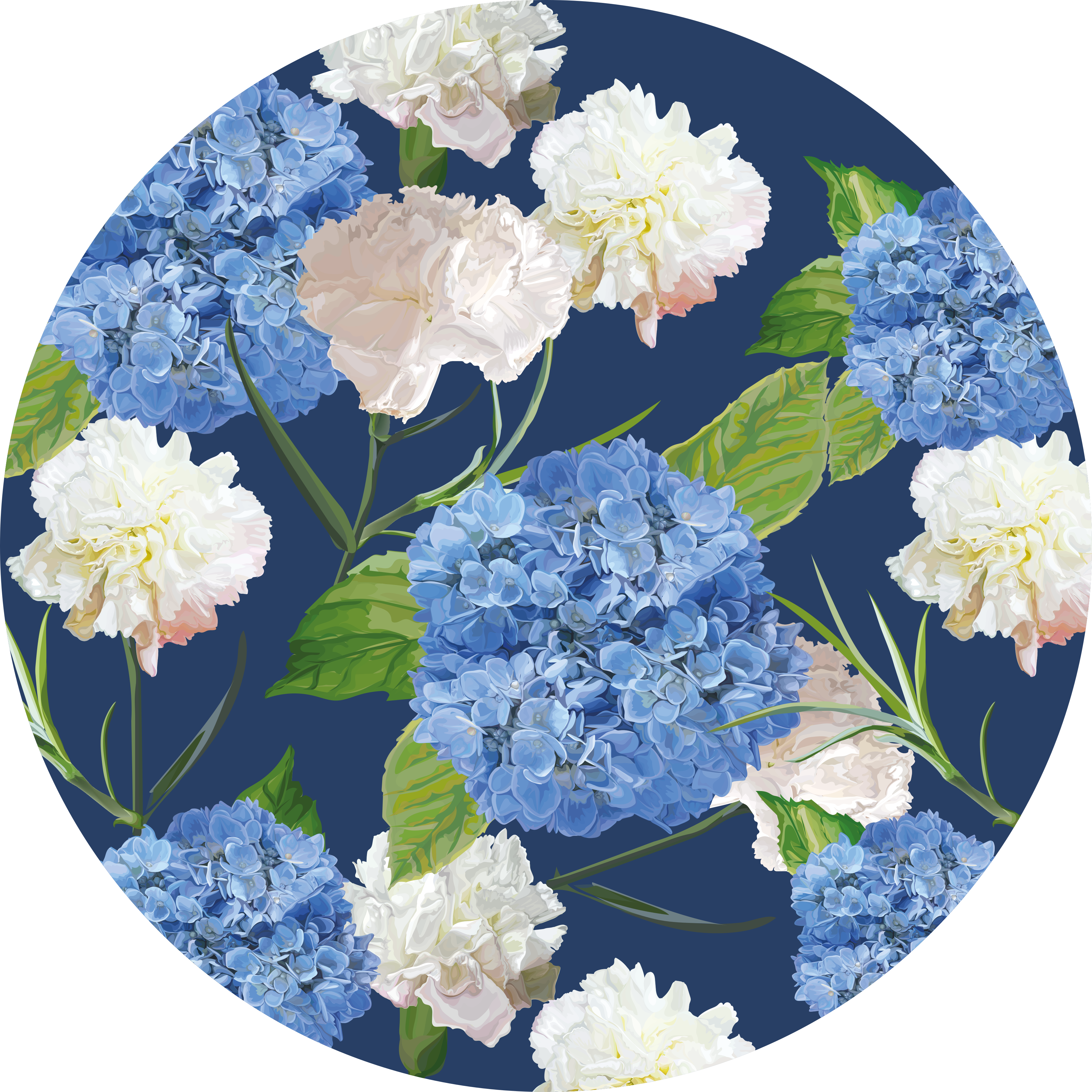 Tapis vinyle fleurs et plantes motif d'hortensia - TenStickers