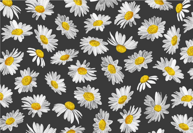 Tapis vinyle fleurs et plantes motif marguerite gris - TenStickers