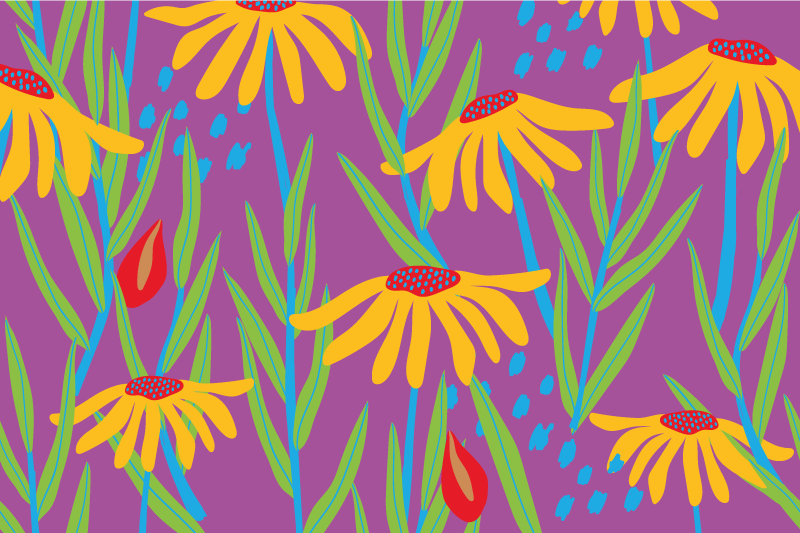 Tapis vinyle fleurs et plantes arrangement botanique violet - TenStickers