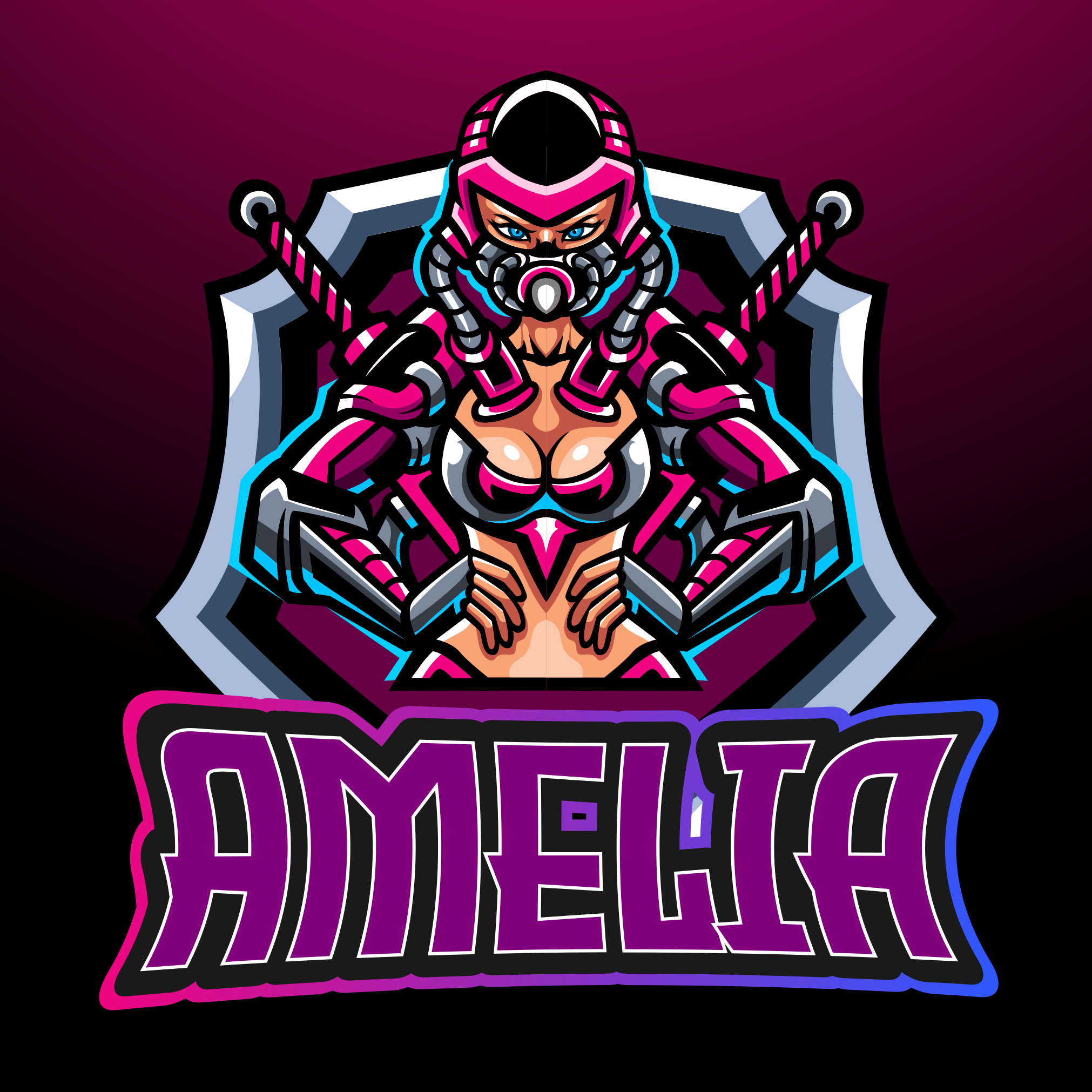 Tapis vinyle ado héroïne de jeu avec nom - TenStickers