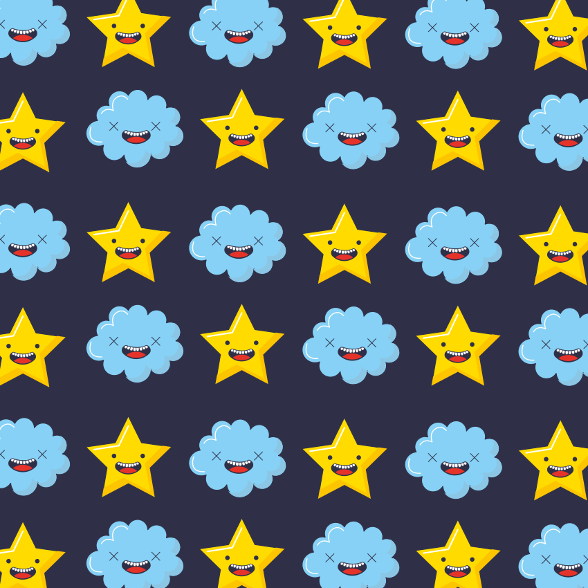 Tapis vinyle étoile nuages d'étoiles souriants - TenStickers